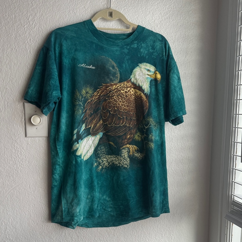 Teal Tie-Dye Eagle Alaska T-Shirt